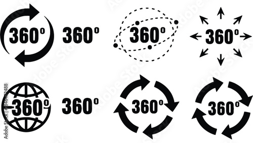 360 degree rotation icons set for design
