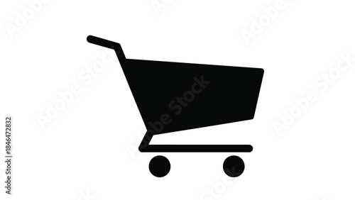 Simple black silhouette of a shopping cart icon on a white background