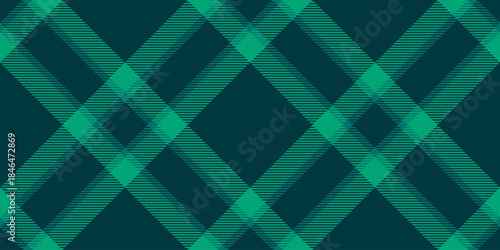 Cute textile check pattern, fancy tartan vector texture. Invitation plaid seamless fabric background in teal and dark colors.