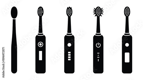 Variety of modern electric toothbrushes for oral care