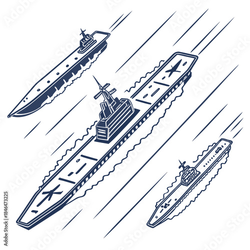 Navy warships moving in formation naval fleet aircraft carrier 1