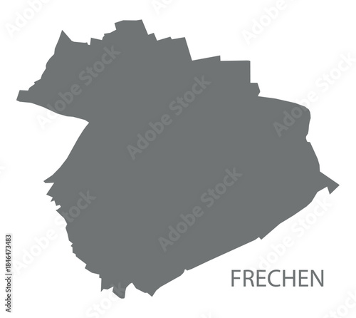 Frechen city map with boroughs grey illustration silhouette shape