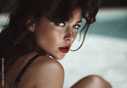 frau, haar, leitbild, locken, portrait, model, gestalten, gesicht, schwarz weiß, leute, schönheit, black, glamour, lächeln, bw, sinnlichkeit, auge, ausserhalb, 1, blond, haut, bekleidung, person, beac