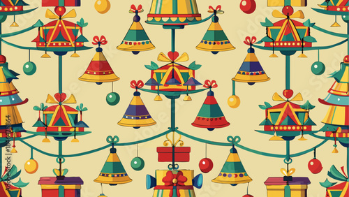 Christmas tree ornaments pattern isolated on transparent background