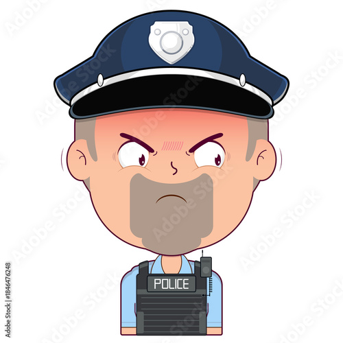 policeman angry face cartoon cute