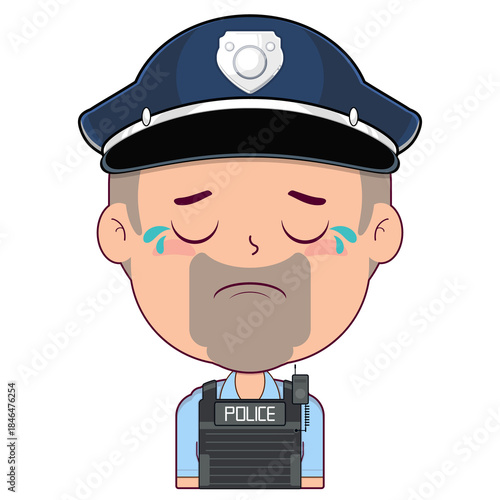 policeman crying face cartoon cute