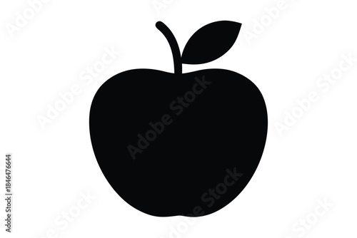 Silhouette of Apple with a leaf