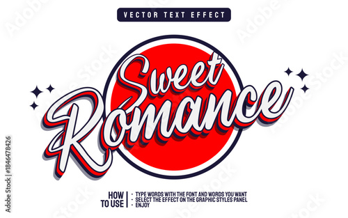 Sweet Romance Text Effect Vector.