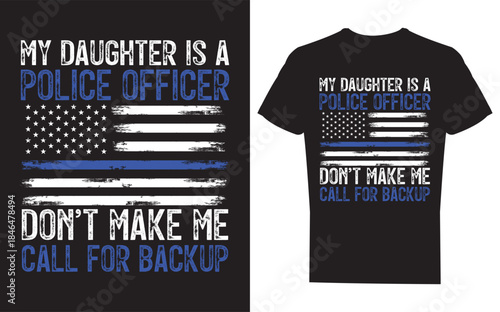 Police officer tshirt design with american flag and thin blue line