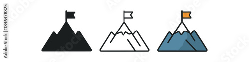 self growth mountain peak with small flag on top