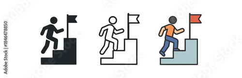 motivation person climbing abstract steps to goal