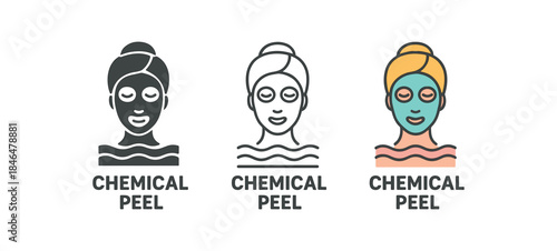chemical peel exfoliation sign with small layered wave skin symbols