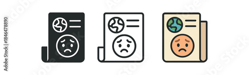 climate anxiety news sheet with tiny earth icon