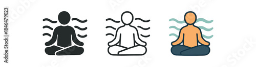 balance meditating person with soft waves behind