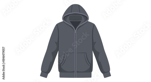 Dark gray fleece zip hoodie with front pockets and hood, isolated on a clean white background for detailed product display