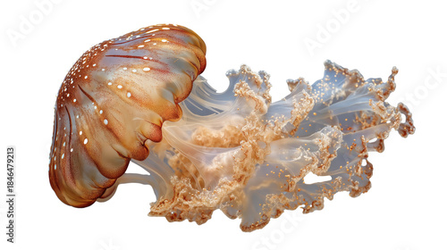 Orange jellyfish on white background