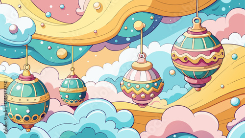 Colorful hot air balloons in sky isolated on transparent background