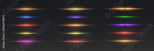 Futuristic high speed light lines of bright neon colors on a dark background.