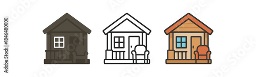 calm neighborhood cozy house porch with chair