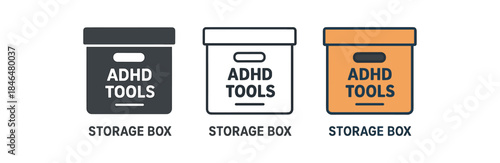 adhd tools labeled storage box