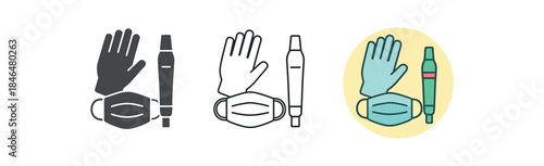 microneedling sterile gloves mask and pen minimal medical badge