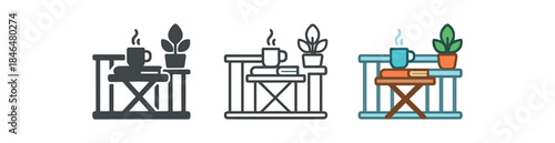 balcony oasis tiny table with mug and book