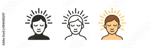 mindfulness eyes closed with light radiating symbol