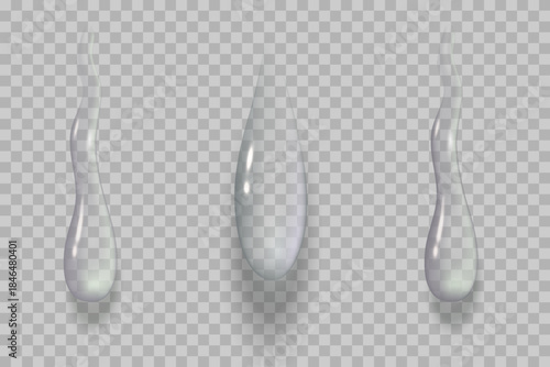Transparent water drop elements with soft shadows.