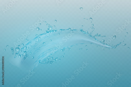 Fresh water splash wave with bubbles.