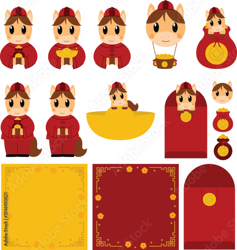 Cute Horse Chinese New Year Set