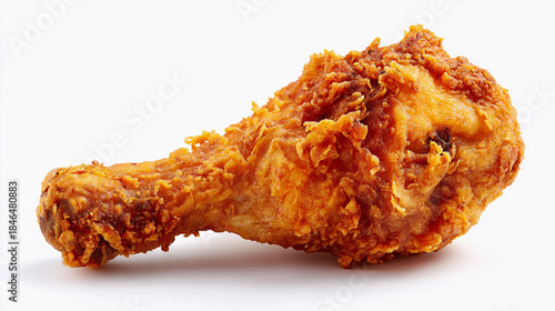 Crispy fried chicken leg on white background ready to eat
