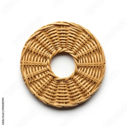 Woven Rattan Coaster With Circular Open Center, Round Wicker Placemat