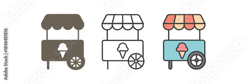 calm neighborhood ice cream cart with canopy