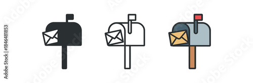 calm neighborhood mail box with letter sticking