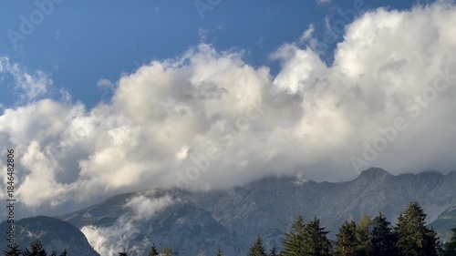 Cloud-Covered Mountain Forest Panorama Video
