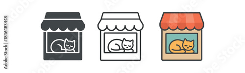 calm neighborhood cat sleeping on shop window