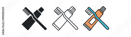 dental care toothbrush and toothpaste tube crossed simple layout