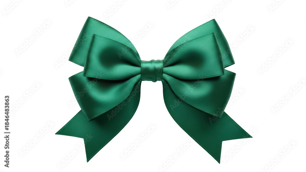 Naklejka premium Isolated beautiful green ribbon bow for celebration decoration, present or holiday gift
