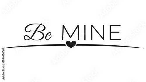 Be mine valentine's day 3d vector text with soft shadows and heart symbol