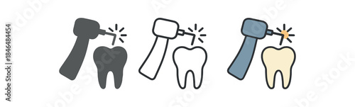 dental care dental drill with spark icon symbolizing precision