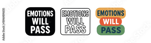 lettering three text only designs with phrase emotions will pass