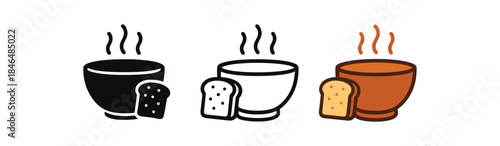 seasonal lifestyle autumn soup bowl with steam and slice of bread