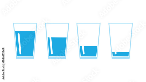Four glasses of water at different levels