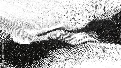 Black and white coastal scene Vector, illustration