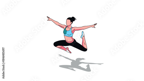 Energetic dance leap captured in dynamic silhouette style with bold colors