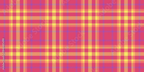 Teenager seamless pattern vector, patterned background check texture. Vichy fabric tartan plaid textile in red and yellow colors.