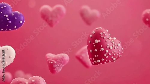 Wallpaper Mural Floating 3D Pink Hearts with White Sprinkles Animation on Pink Background for Valentine's Day and Love Themes Torontodigital.ca