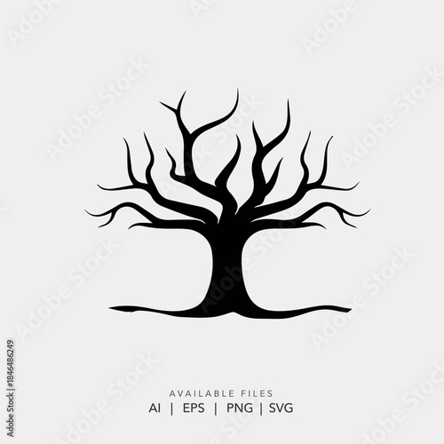 This style is very popular for scary designs., Designers often use bare trees as templates