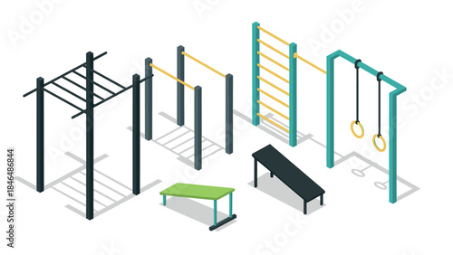 Outdoor gym equipment isometric set for fitness and calisthenics enthusiasts