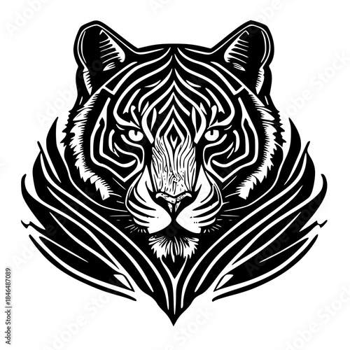 tiger head silhouette , vector illustration of Tiger , Tiger  head tattoo 